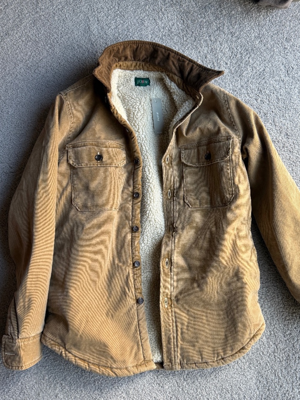 J.Crew Sherpa Lined Duck Canvas Shirt Jacket – Roasted Cider